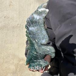 0.69kg Natural Aquatic agate Quartz hand Carved eagle crystal specimen Reiki