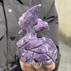 0.79LB Natural Purple Mica Hand Carved eagle Quartz Crystal reiki Healing 33
