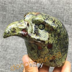 1.23LB Natural Dragon blood stone quartz eagle skull hand Carved OK805-CCA-2