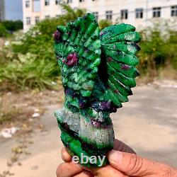 1.25LB Handcarved eagle from natural Ruby in zoisite symbiosis crystal