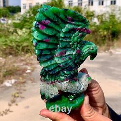1.25LB Handcarved eagle from natural Ruby in zoisite symbiosis crystal