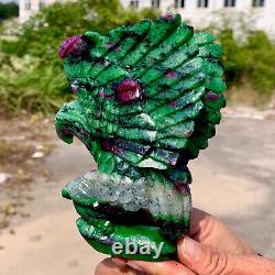 1.25LB Natural green ruby zoisite (anylite) hand carved eagle crystal