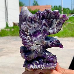 1.31LB Natural dream Amethyst crystal hand carved eagle treatment