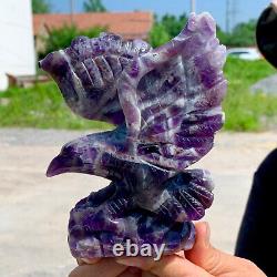 1.31LB Natural dream Amethyst crystal hand carved eagle treatment