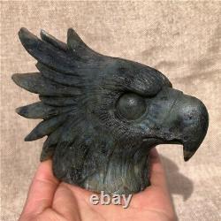 1.45LB Natural Labradorite eagle crystal skull hand carved Healing KD3316-YH