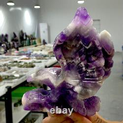 1.48LB Natural Dream Amethyst Crystal Hand carved Eagle Treatment
