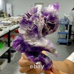 1.48LB Natural dream Amethyst crystal hand carved eagle treatment
