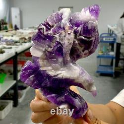 1.48LB Natural dream Amethyst crystal hand carved eagle treatment