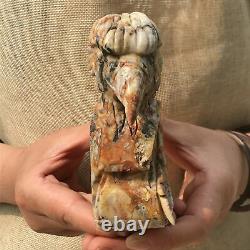 1.49LB Natural Crazy agate Eagle's Head Skull Quartz Crystal Hand Carved XK401