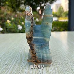 1.4LB 5 Hand Carved Natural Blue Onyx Eagle Quartz Crystal Aniaml Carving Decor