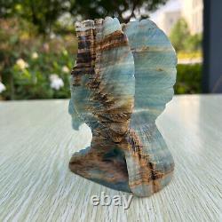 1.4LB 5 Hand Carved Natural Blue Onyx Eagle Quartz Crystal Aniaml Carving Decor