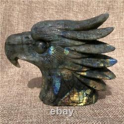 1.54LB Natural labradorite Quartz hand carved crystal eagle head Healing. DK3318