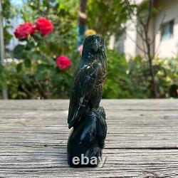 1.5LB 6.1'' Hand Carved Natural Ocean Jasper Eagle Quartz Crystal Carving Decor