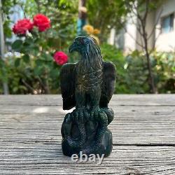 1.5LB 6.1'' Hand Carved Natural Ocean Jasper Eagle Quartz Crystal Carving Decor