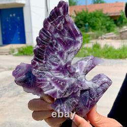 1.61LB Natural dream Amethyst crystal hand carved eagle treatment