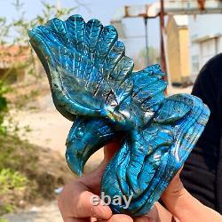 1.64LB Natural beautiful labradorite crystal hand- carved Flying Eagle
