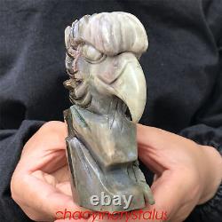 1.67LB Natural Ocnean jasper Eagle's Head Skull Quartz Crystal Carved XK388-01