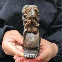 1.67LB Natural Ocnean jasper Eagle's Head Skull Quartz Crystal Hand Carved XK388