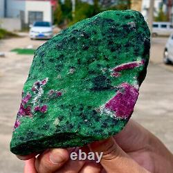 1.68LB Natural green ruby zoisite (eagle) hand carved crystal restoration