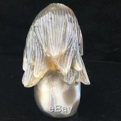 1.6LB Natural Geode Agate quartz eagle skull hand Carved crystal MK394-1
