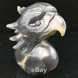 1.72LB Natural Agate geode point quartz eagle skull Hand Carved Crystal mk376