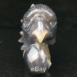 1.72LB Natural Agate geode point quartz eagle skull Hand Carved Crystal mk376