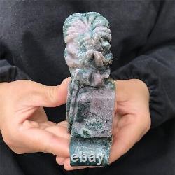 1.82LB Natural Ocean Jasper crystal quartz Hand carved eagle skull Reiki healing