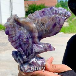 1.83LB Natural dream Amethyst crystal hand carved eagle treatment