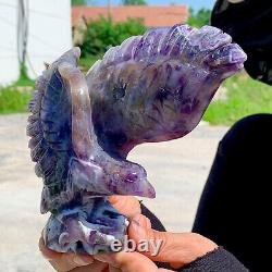 1.83LB Natural dream Amethyst crystal hand carved eagle treatment