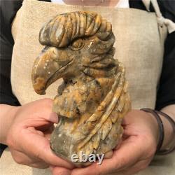 1.84LB Natural Crazy Agate Hand Carved Quartz Crystal Eagle Skull Reiki Gift