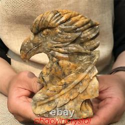 1.84LB Natural Crazy agate Eagle's Head Skull Quartz Crystal Hand Carved XK398
