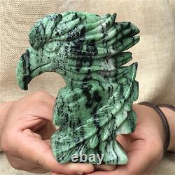 1.8LB Natural Zoisite Hand Carved Quartz Crystal Eagle Skull Reiki Energy Gem