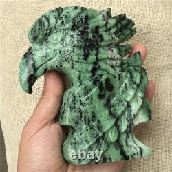 1.8LB Natural Zoisite Hand Carved Quartz Crystal Eagle Skull Reiki Energy Gem
