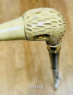 1 Of A Kind David Puffer Hand Carved Eagle Head Wooden Cane/walking Stick