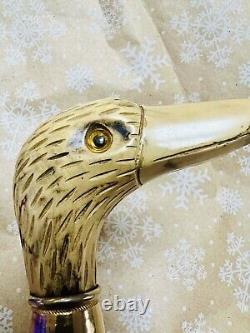 1 Of A Kind David Puffer Hand Carved Eagle Head Wooden Cane/walking Stick