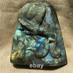 10.23LB Natural Labradorite snake and Hand Carved eagle Quartz Crystal Healing
