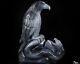10.3 Gray & White Agate Hand Carved Crystal Eagle And Snake Sculpture