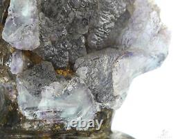 10.6 Pyrite and Fluorite Hand Carved Crystal Skull and Eagle Sculpture