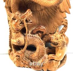 10 Balinese Asian Hand Wood Carved Dragon Eagle Dog Sculpture