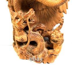 10 Balinese Asian Hand Wood Carved Dragon Eagle Dog Sculpture