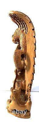 10 Balinese Asian Hand Wood Carved Dragon Eagle Dog Sculpture