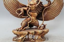 10 Tibet Buddhism Bronze Gild Redpoll Winged Garuda Bird Eagle Buddha Statue