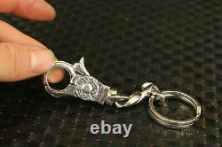 100% 925 SILVER hand carved eagle key chain