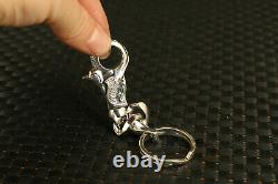 100% 925 SILVER hand carved eagle key chain