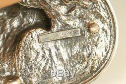 100% fine 925 Silver Hand Carved eagle Statue Netsuke belt fastener noble gift