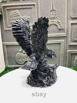 1030g Natural Yooperlite Quartz Hand Carved Eagle Skull Crystal Reiki Decor Gift