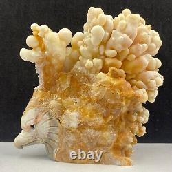 1086g Natural quartz crystal cluster mineral specimen, hand-carved the eagle