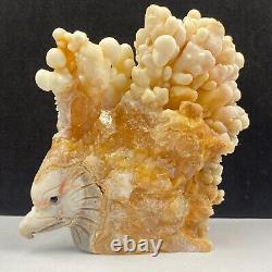 1086g Natural quartz crystal cluster mineral specimen, hand-carved the eagle