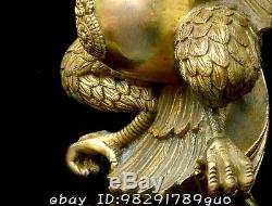 10Tibet Tibetan Buddhism Brass Redpoll Winged Garuda Bird Eagle Buddha Statue