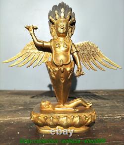 11.4 Chinese Copper Gilt Lei Zhen son Eagle Dapeng Golden winged Bird Statue